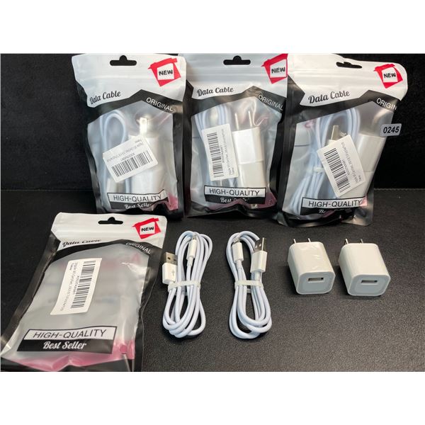 4 Multi-Packs of Lighting to USB-A Chargers for Apple Devices (2 Cords/2 Blocks Per Pack) - New