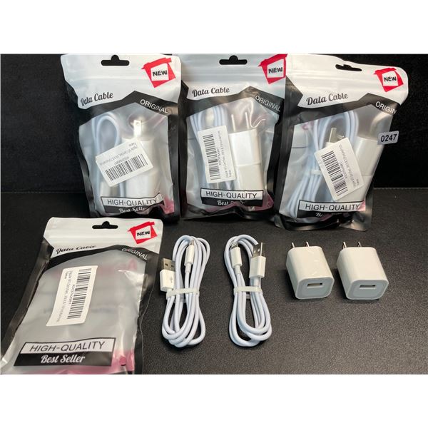 4 Multi-Packs of Lighting to USB-A Chargers for Apple Devices (2 Cords/2 Blocks Per Pack) - New