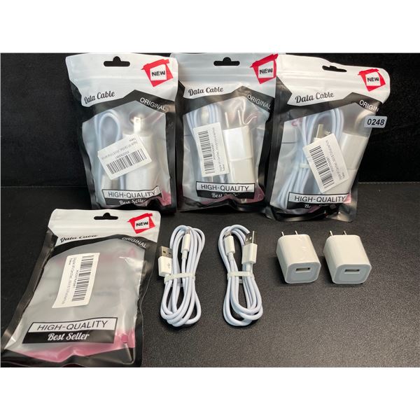 4 Multi-Packs of Lighting to USB-A Chargers for Apple Devices (2 Cords/2 Blocks Per Pack) - New