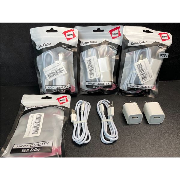 4 Multi-Packs of Lighting to USB-A Chargers for Apple Devices (2 Cords/2 Blocks Per Pack) - New