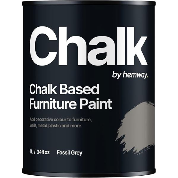 1 Hemway Chalk Based Furniture Paint - Fossil Grey (1L) - For Interior/Exterior Home Decor - New