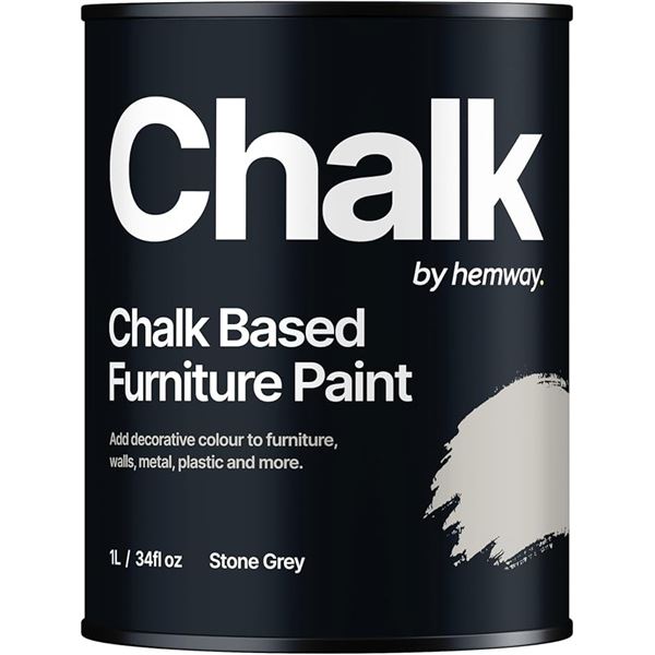 1 Hemway Chalk Based Furniture Paint - Stone Grey (1L) - For Interior/Exterior Home Decor - New