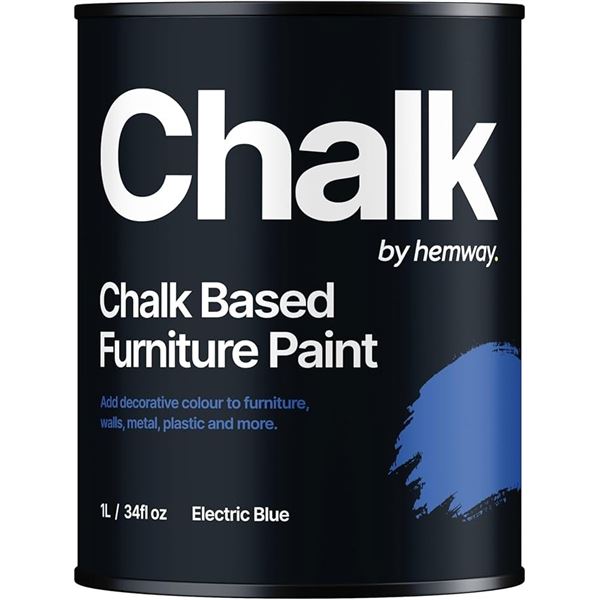 1 Hemway Chalk Based Furniture Paint - Electric Blue (1L) - For Interior/Exterior Home Decor; New