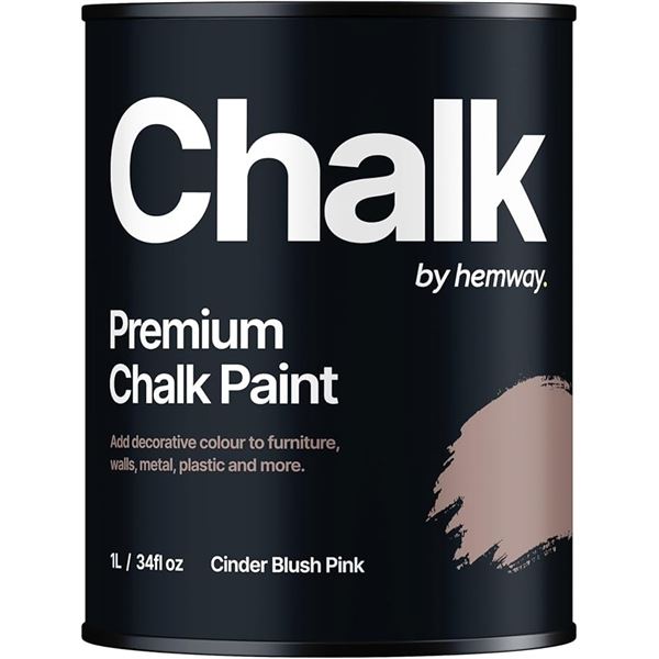 1 Hemway Chalk Based Furniture Paint - Cinder Blush Pink (1L); For Interior/Exterior Home Decor; New