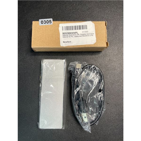 1 Portable External Hard Drive - 2TB - Silver - New