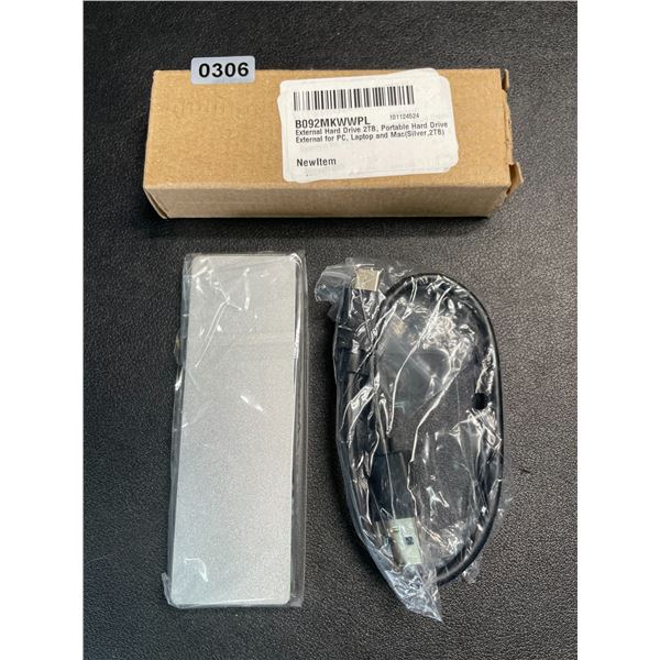 1 Portable External Hard Drive - 2TB - Silver - New
