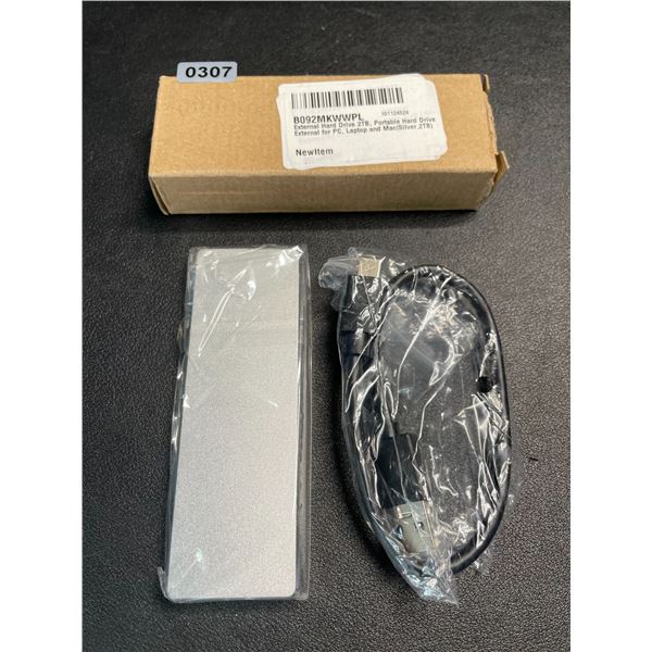 1 Portable External Hard Drive - 2TB - Silver - New