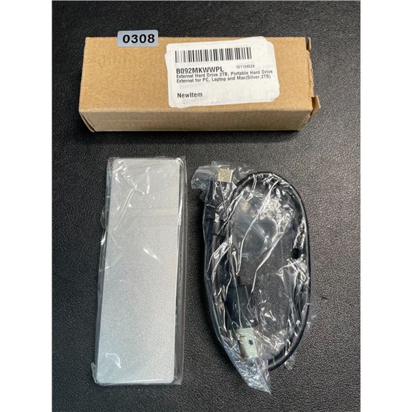 1 Portable External Hard Drive - 2TB - Silver - New