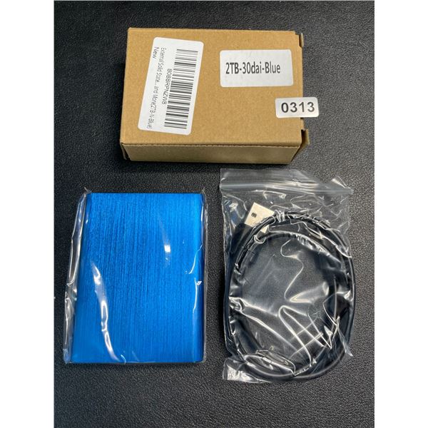 1 Portable External Hard Drive - 2TB - Blue - New