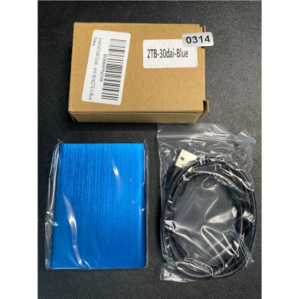 1 Portable External Hard Drive - 2TB - Blue - New