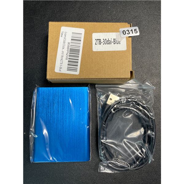 1 Portable External Hard Drive - 2TB - Blue - New