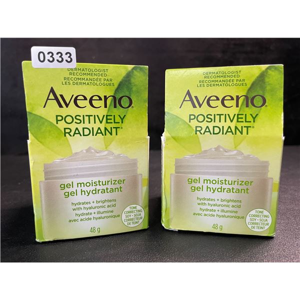 2 Aveeno Positively Radiant Facial Gel Moisturizer - Hydrates + Brightens - 48g Each - New