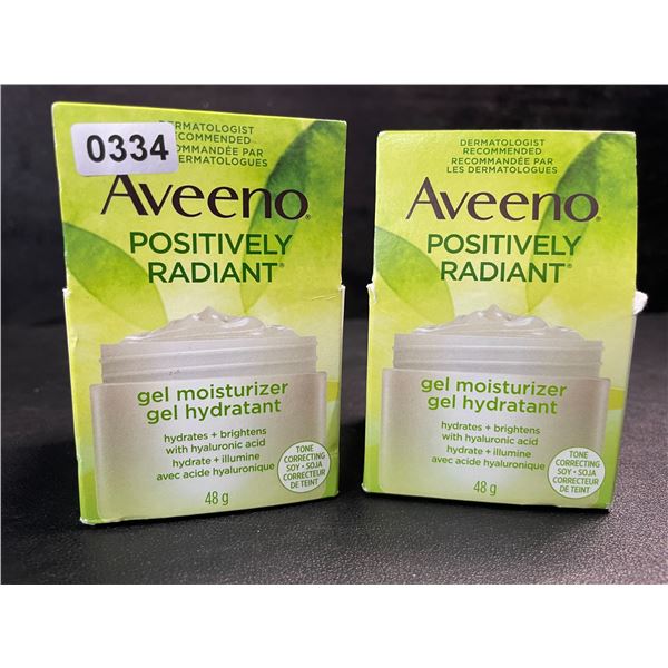 2 Aveeno Positively Radiant Facial Gel Moisturizer - Hydrates + Brightens - 48g Each - New