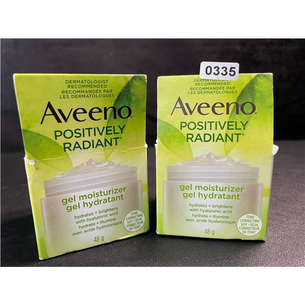2 Aveeno Positively Radiant Facial Gel Moisturizer - Hydrates + Brightens - 48g Each - New