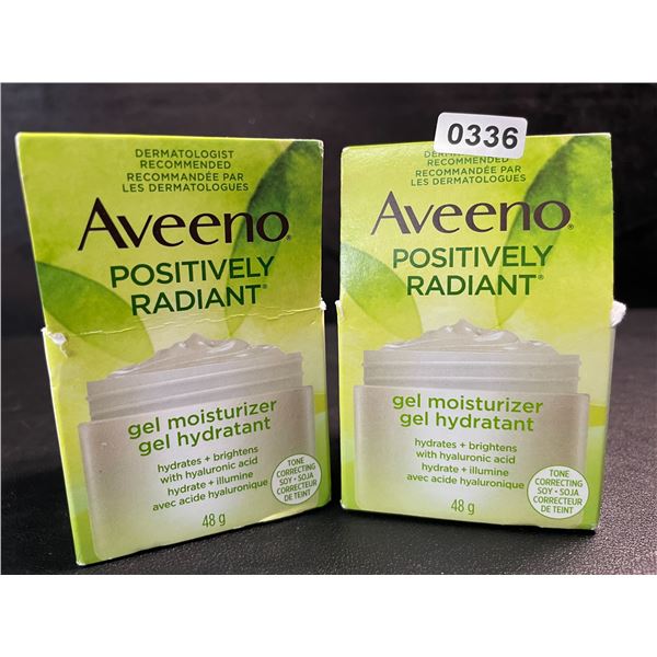 2 Aveeno Positively Radiant Facial Gel Moisturizer - Hydrates + Brightens - 48g Each - New