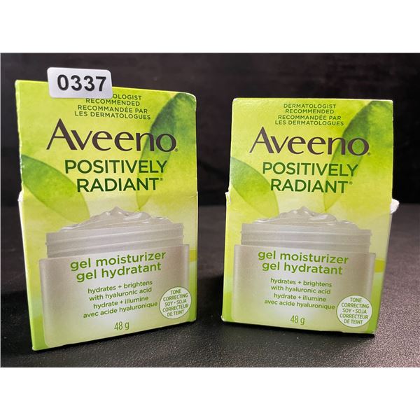 2 Aveeno Positively Radiant Facial Gel Moisturizer - Hydrates + Brightens - 48g Each - New