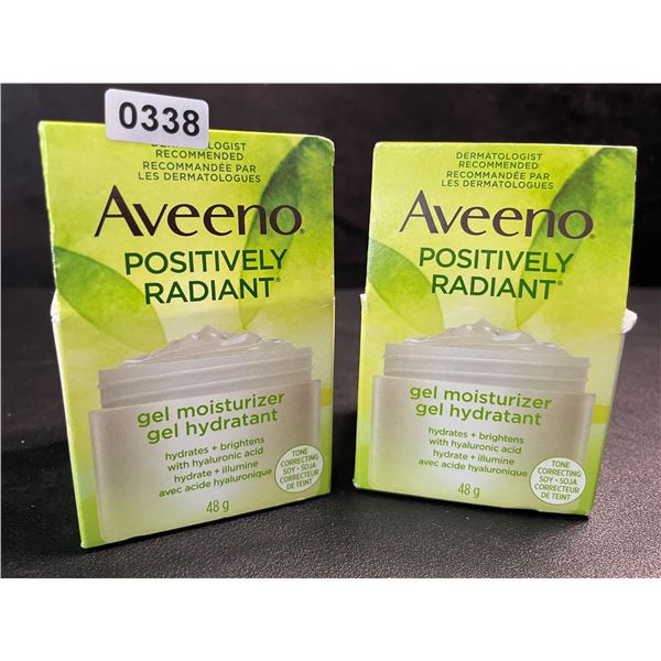 2 Aveeno Positively Radiant Facial Gel Moisturizer - Hydrates + Brightens - 48g Each - New