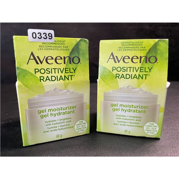 2 Aveeno Positively Radiant Facial Gel Moisturizer - Hydrates + Brightens - 48g Each - New