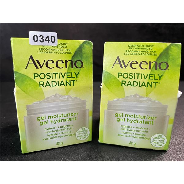 2 Aveeno Positively Radiant Facial Gel Moisturizer - Hydrates + Brightens - 48g Each - New