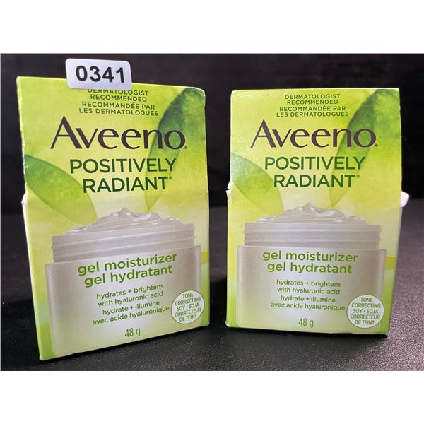 2 Aveeno Positively Radiant Facial Gel Moisturizer - Hydrates + Brightens - 48g Each - New