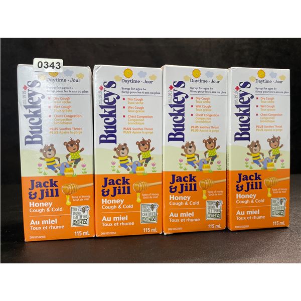 4 Buckley's Daytime Jack & Jill Honey Cough & Cold Syrups - 115ml - New (Exp: 2027/05)