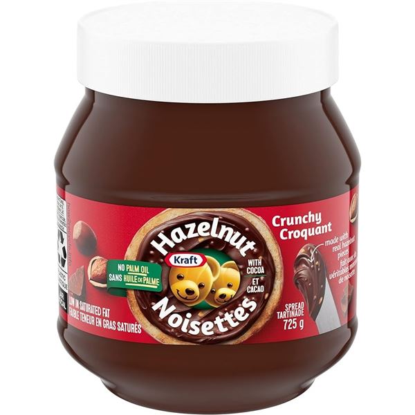 1 Case of Kraft Hazelnut Spread with Cocoa - Crunchy; Pack of 6 x 725g Jars - New