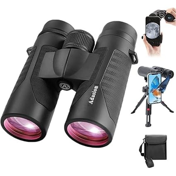 1 Adasion 12x42 Powerful HD Binoculars - Waterproof; With Storage Pouch & Tripod Mount - New!