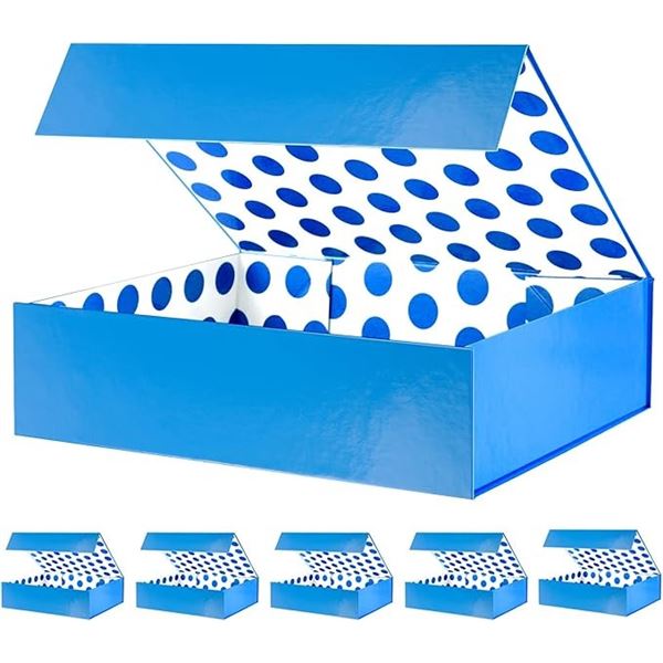 2 5-Packs of Heavy-Duty Gift Boxes w/ Magnetic Lids  - Large 13.5" x 10" x 3.5" Size - Blue - New