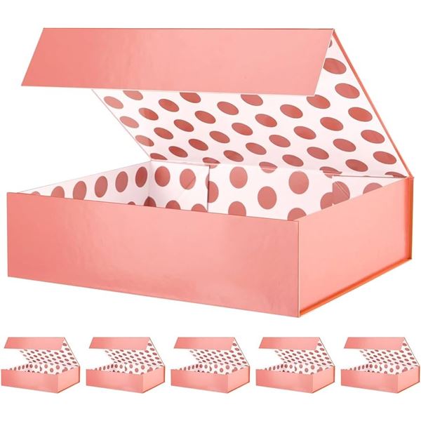 2 5-Packs of Heavy-Duty Gift Boxes w/ Magnetic Lids  - Large 13.5" x 10" x 3.5" Size - Pink - New
