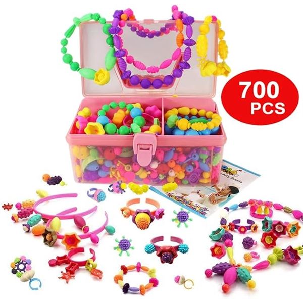 700PC Pop Beads Jewelry Making Kit/Arts & Crafts Bead Kit - Pink - New