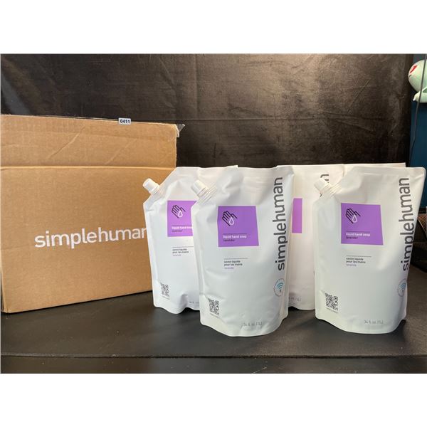 1 Case of SimpleHuman Lavender Moisturizing Liquid Hand Soap Pouches; 5 Pack (1L Each) - New
