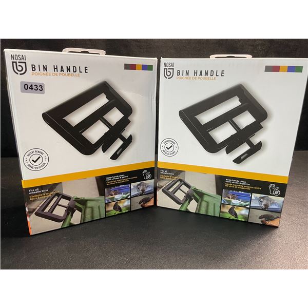 2 Nosai Garbage Bin Handle Extensions for Wheelie Trash/Recycling Bins; No-Touch Handles - New