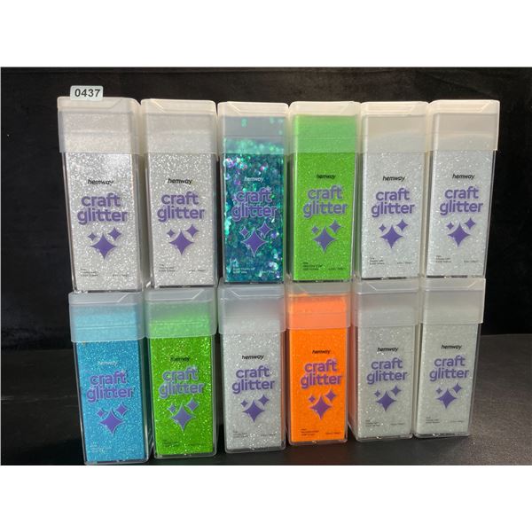 12 Jars of Hemway Premium Craft Glitter Shakers - Assorted Colours - 4.5oz Each - New