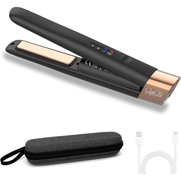 1 SupSilk Vital On-The-Go Portable Cordless/Rechargeable Hair Straightener w/ Case - Brand New!
