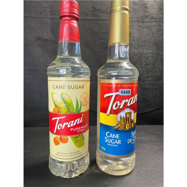 2 Torani Cane Sugar Sweeteners/Syrups; 750ml Each - BB: MAR 12/26 & FEB 10/27 - New