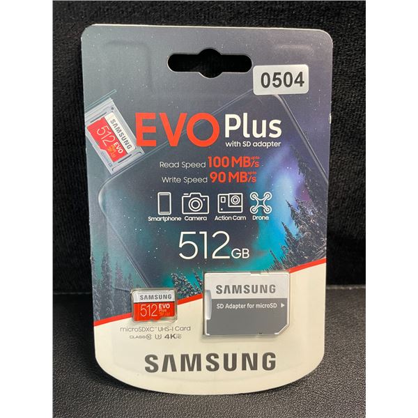 1 Samsung Evo Plus 512GB MicroSD Memory Card with Adapter - New Sealed