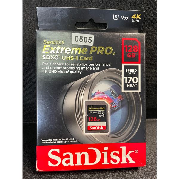 1 SanDisk Extreme Pro 128GB Memory Card - New