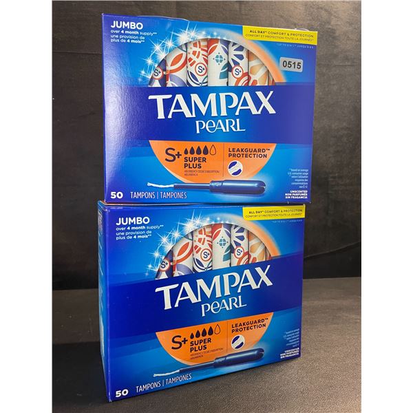 2 Boxes of Tampax Pearl Tampons - Super Plus - 50 Per Box - New Sealed