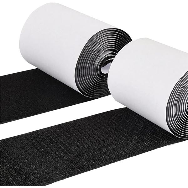 4 Rolls of Hook and Loop Tape (4in x 9FT Per Roll) Strips with Adhesive - New