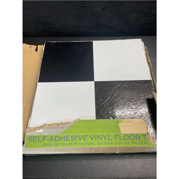 12 Pack of Self-Adhesive Vinyl Floor Tiles - 12" x 12" Size; Checker Black/White Design - New