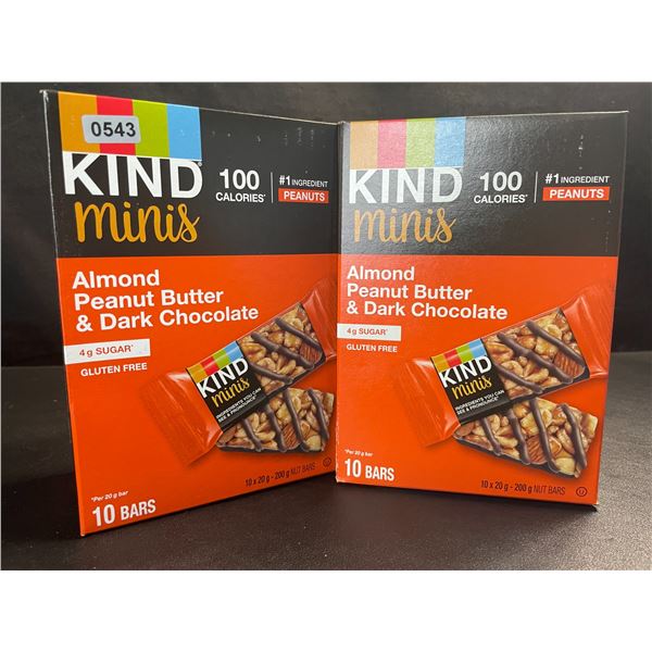 2 Boxes of Kind Minis Almond Peanut Butter & Dark Chocolate - 10 Bars Each; BB: AU 06/2025 - New
