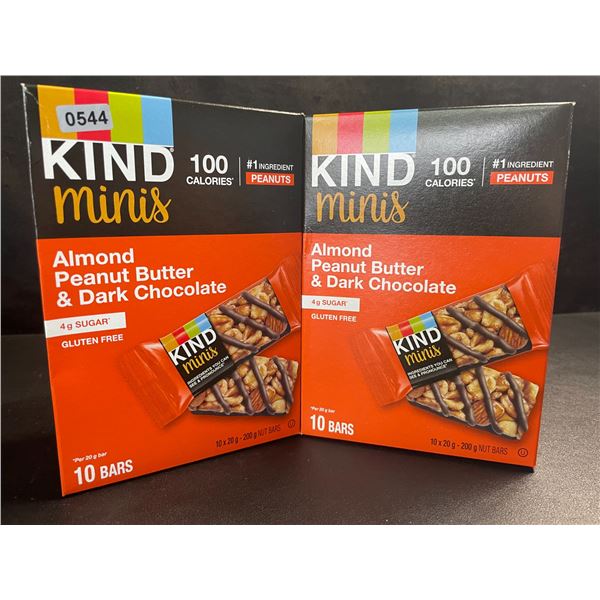 2 Boxes of Kind Minis Almond Peanut Butter & Dark Chocolate - 10 Bars Each; BB: AU 06/2025 - New
