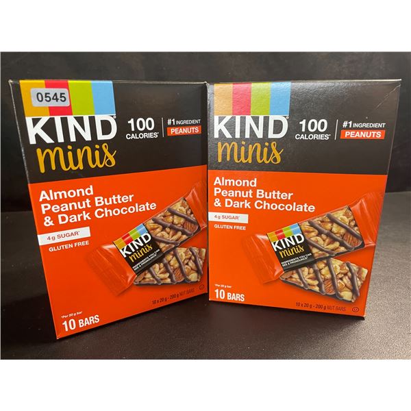 2 Boxes of Kind Minis Almond Peanut Butter & Dark Chocolate - 10 Bars Each; BB: AU 06/2025 - New