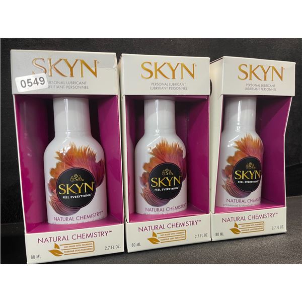 3 Boxes of SKYN Natural Chemistry Personal Lubricant - 80ml - New Sealed