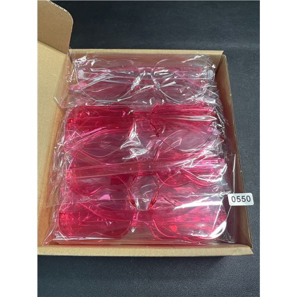 Box of 18 Heart-Shaped Sunglasses - (17 x Pink, 1x White) - Brand New