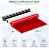 Image 5 : 3 Rolls of HTV Heat Transfer Vinyl (12" x 20FT Per Roll) for DIY Heat Press Crafts - New