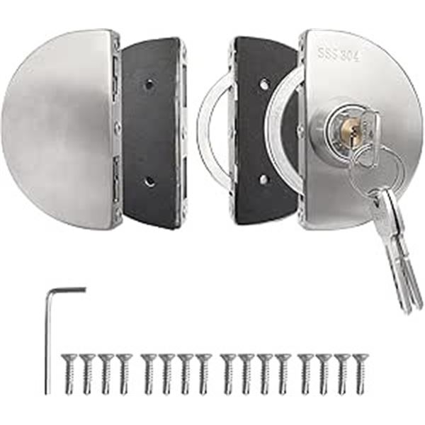 3 Stainless Steel Glass Door Locks with Keys - Brand New