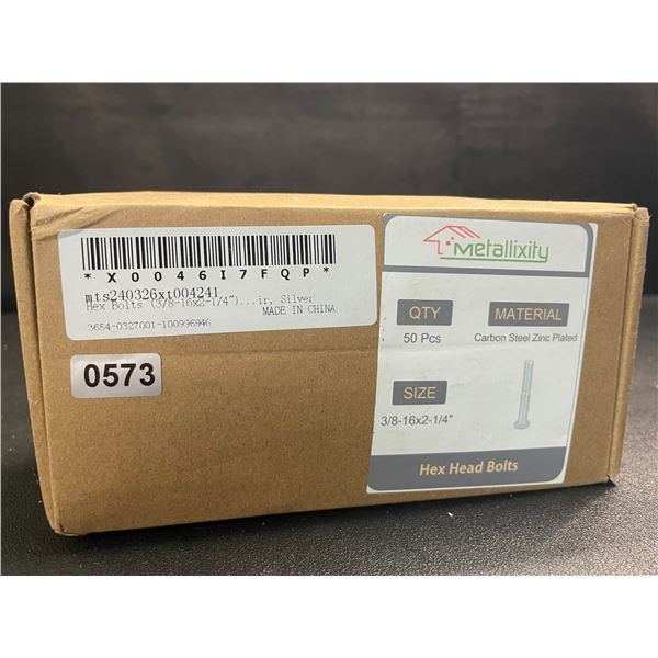 1 Box of Hex Head Bolts - 50PCS - 3/8-16x2-1/4" Size - New