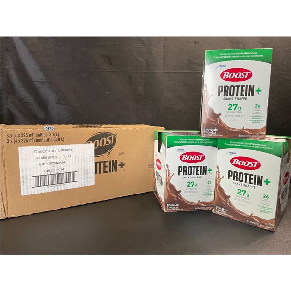 1 Case of Nestle Boost Protein+ Chocolate Meal Replacement Shakes; 3 x (4 x 325ml) Bottles - New