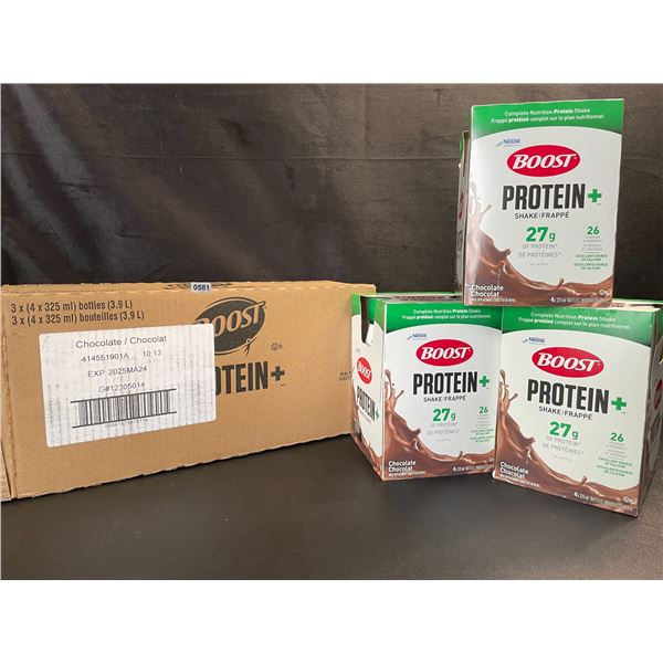 1 Case of Nestle Boost Protein+ Chocolate Meal Replacement Shakes; 3 x (4 x 325ml) Bottles - New